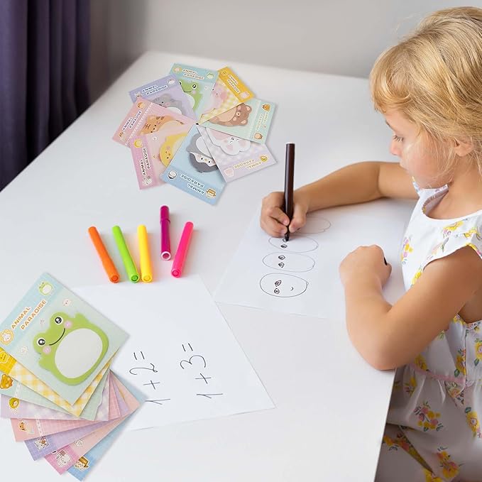 8 Packs Kawaii Tiger Sticky Notes, Aesthetic Sticky Notes Set, Cartoon Inspirational Sticky Notes, Animals Shape Markers, Cute Anime Sticky Note Tabs for Office School Creative Gifts