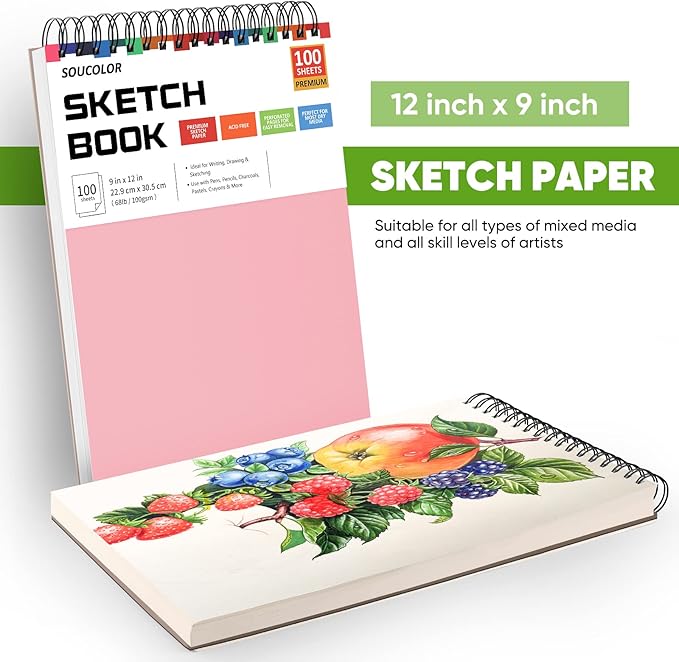Soucolor 9"x12" Sketch Book 2-Pack: Easter Basket & Holiday Art Supplies for Kids Ages 5-15, Teens & Adults, Creative Gift Set for Birthdays, School Projects, and All-Season Crafting
