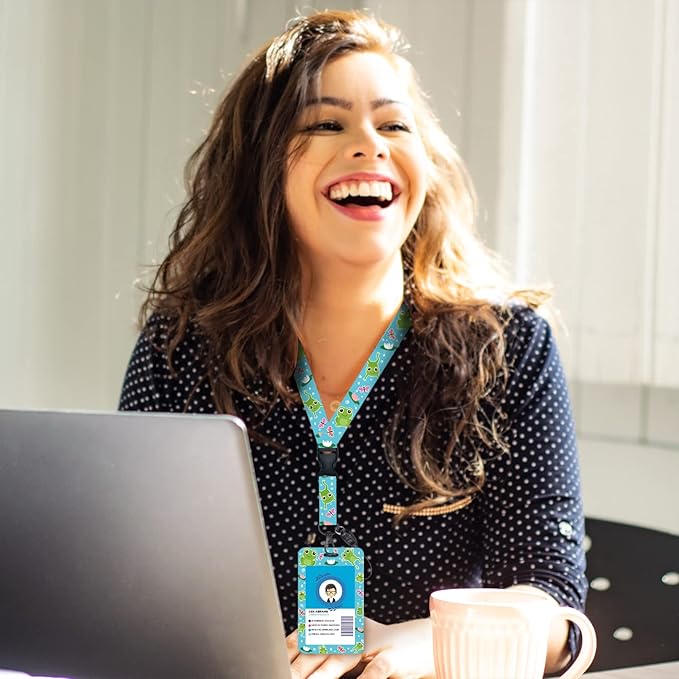 Frog Lanyards for Id Badges, Cute Badge Reel Heavy Duty with Carabiner Clip, Fashionable ID Badge Holder with Breakaway Lanyard, Teacher Nurse Office Christmas Gifts