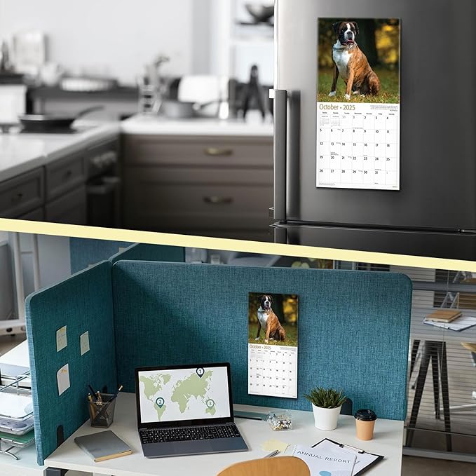 MICASA Boxers Mini 2025 Wall Calendar 12 Month | 7" x 14" Open | Thick & Sturdy Paper | Giftable | Calendar 2025