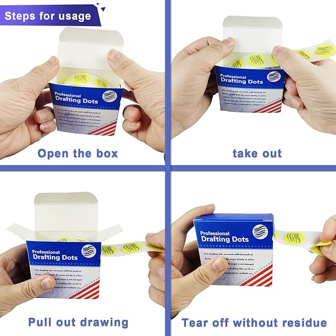 3 Pack Drafting Dots 7/8' Diameter, Low Tack, Easy Removal, Pre-Cut Drafting Tape Dots for Tracing, Drawing, Positioning, Roll of 500 Per Box (Purple)