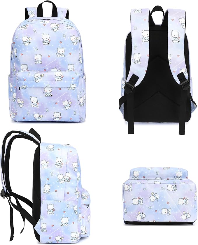 Bear School Backpack for Teens Girls, Womens College Bookbags Laptop Backpacks (Purple)