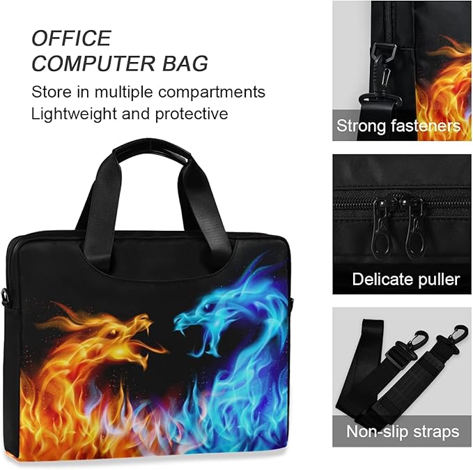 Fire Dragons Laptop Bag Case Laptop Messenger Bag Briefcase for Men Women