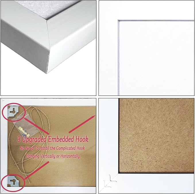 White Bulletin Board Cork Boards Vision Board with Felt, 23"x17" Small Display Pin Board for Walls, Desk, Jewelry, Notes, Collection, Photos, Office, White Framed and Felt Board, 1pc