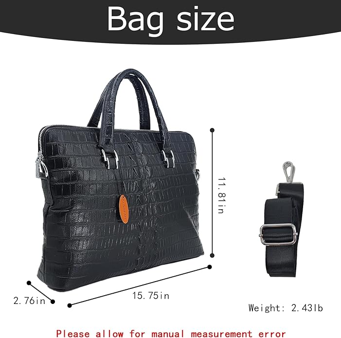 14.5 inches Laptop Bag, Genuine Leather Shoulder Bag for Men Business Briefcase, Travel Crossbody Bag