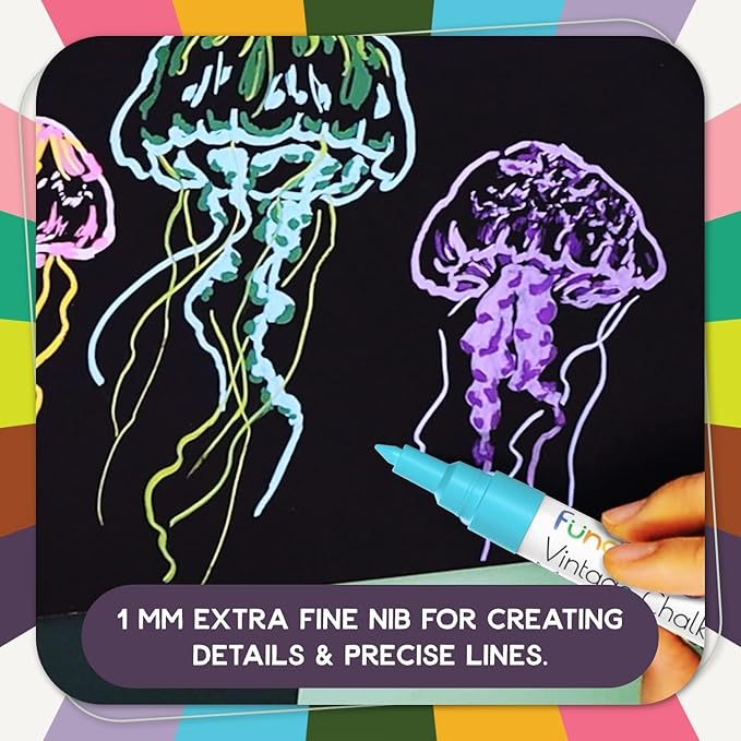 Vintage Liquid Chalk Markers for Chalkboard Signs, Blackboard, Window, Label, Bistro, Glass, Car - 10 Pack, 1mm