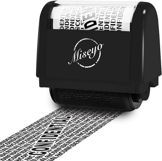 Miseyo Wide Roller Stamp Identity Theft Stamp 1.5 Inch Perfect for Privacy Protection - Black