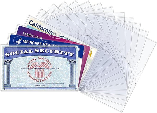 16 Pack Social Security Card Protector Sleeves, Ultra Clear & Durable 31Mil Waterproof SSN/New Medicare/Credit Card Holder, Soft ID/Debit/Credit Card Covers
