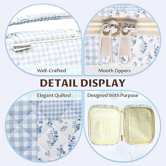 shirabags Quilted Bible Cover Case for Women - Elegant Cotton Bible Bag for Study, Church, Christian Gifts for Women(Green Blue pin, M)