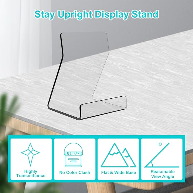 Boloyo Acylic Upright Display Stand, 10PC 4 Inch Clear Display Holder Easel Base Picture Frame for Home Office School Store to Display Book, Vinyl Record, Album, LP Cover, Artworks, CDs