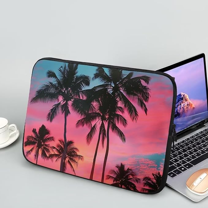 Tropical Palm Tree Laptop Protective Sleeve for Women 17 inch Computer Sleeve Bag Neoprene Lap Top Case Suitable Gifts for Travel School Office Neatly Organizers Sunset Laptop Accessories