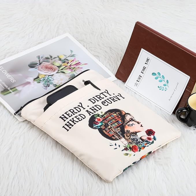 KEYCHIN Reading Lover Book Sleeve Book Club Librarian Gifts Nerdy Dirty Inked And Curvy Book Cover Book Lover Gifts Book Covers For Paperback (Nerdy Dirty BS)