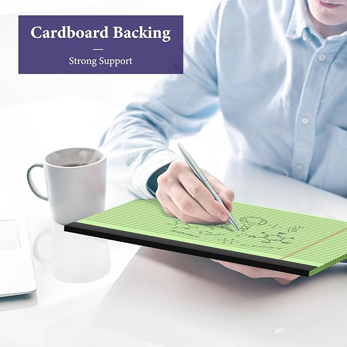 2 Pads Note Pads 11" x 9.5" Legal Pads College Ruled Notepad Micro Perforated Writing Pads Green Lined Paper 80GSM College Ruled Paper Pad of Paper 30 Sheets Notebook for School, To-Do Lists, Office