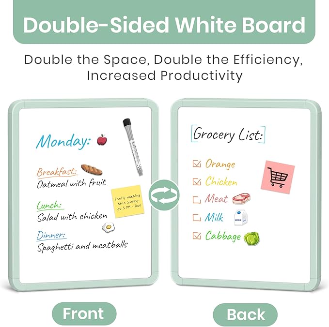 Small Double-Sided White Board Dry Erase Board for Wall, 14"x11" Hanging Whiteboard for Door, Mini Dry Erase Board with a Black Dry Erase Marker, Small Whiteboard for Kids Students, Back to School-G