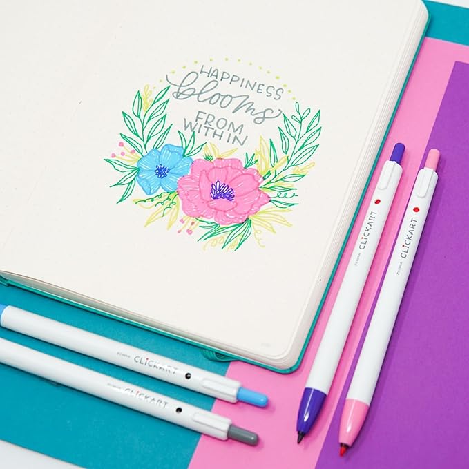 Zebra Pen ClickArt Retractable Marker Pen, Fine Point, 0.6mm, Assorted Standard, Light and Dark Ink Colors, 36-Pack (69836)