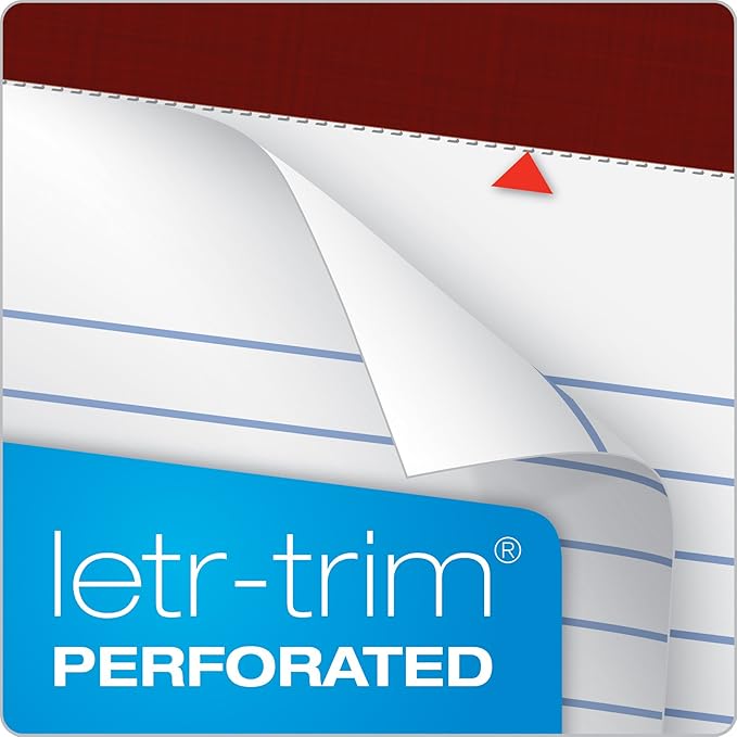 TOPS Docket Gold Writing Pads, 5" x 8", Jr. Legal Rule, 50 Sheets, 6 pack (99705), White