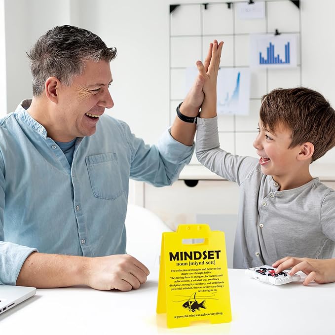 MBL Inspirational Positive Gifts Men - Mindset Definition Sign, Motivational Mental Health Gift for Women Coworker College Student Birthday Christmas White Elephant, Office Cubicle Dorm Decor Sign