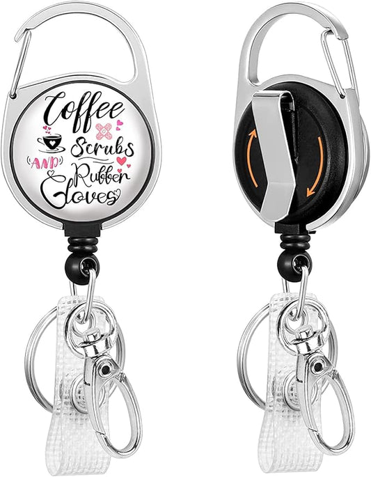 Gctriki Nurse Badge Reel Holder Retractable Heavy Duty with 360 Degrees Swivel Carabiner Belt Clip, Funny Id Badge Holders Badge Clips Retractable ID Card Holder for Nurses
