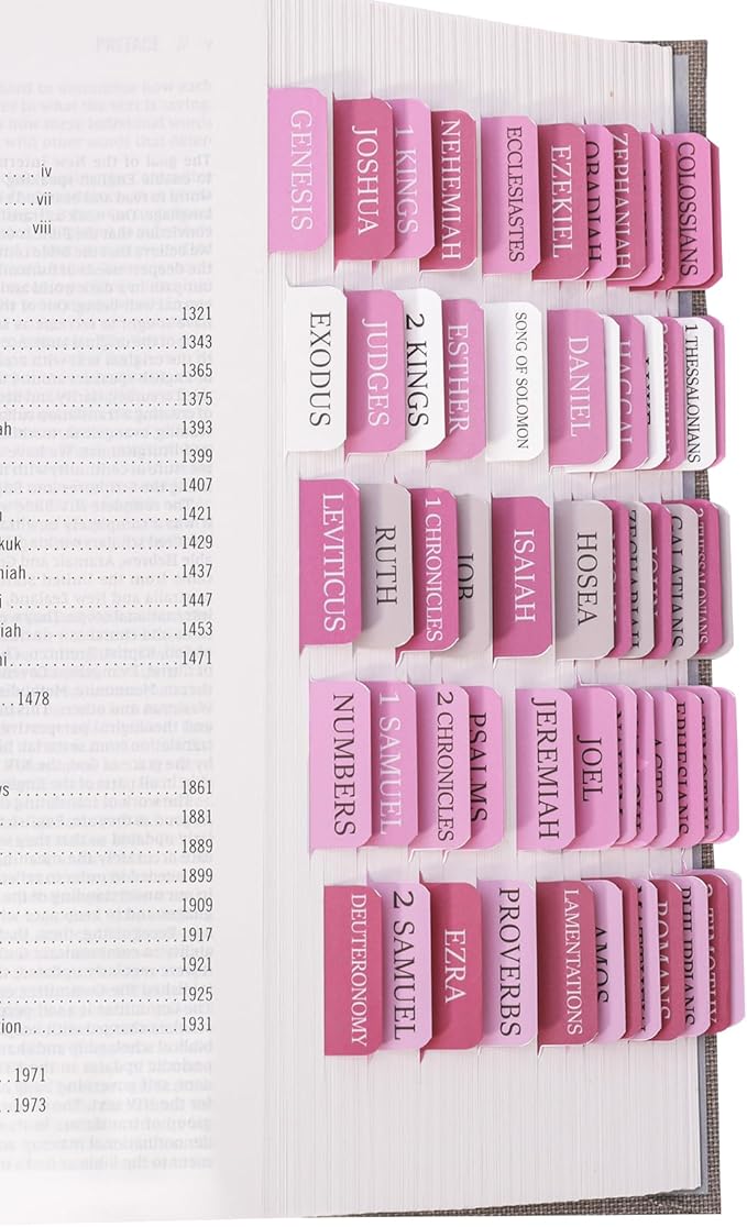 Pink Bible Tabs for Women & Men, Laminated Bible Tabs for Study Bible, Boho Theme Bible Tabs for Easy Navigation, Simplify Your Bible Reading Experience with Easy-to-Use Indexing Tabs