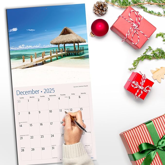 RED EMBER Untamed & Beautiful Beaches 2025 Wall Calendar 12 Month | 12" x 24" Open | Thick & Sturdy Paper | Giftable | Calendar 2025