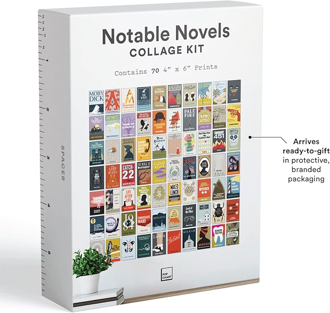 Pop Chart | Notable Novels Wall Collage Kit | 70 Pcs 4" x 6" Art Prints | Colorful Academic Decor for Home, Dorm, or Classroom | 100% Made in the USA