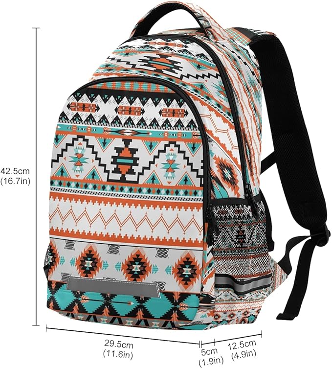 AUUXVA Ethnic Geometric Chevron Aztec Backpack School Bookbag Laptop Purse Casual Daypack for Teen Girls Women Boys Men College Travel 16.7x11.6x6.9 inch