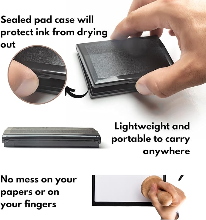 Ink Pad for Rubber Stamps, Stamp Pad for Clear Impression Stamping, Quality Felt Pad Black Ink, Red Ink, Blue Ink (Blue, S (2 * 3.5))