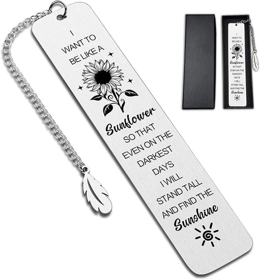 Sunflower Gifts for Women,Inspirational Bookmarks with Chain,Book Markers for Reading,Back to School Coming of Age Gifts,Graduation Gifts,Kids Teen Girls Him Her Christmas Stocking Stuffers