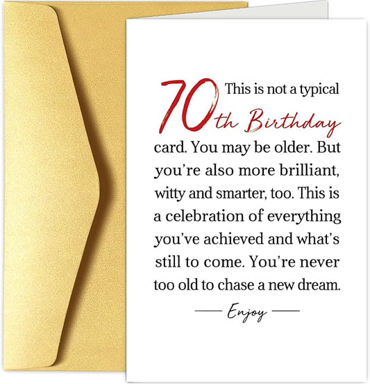 Chenive 70th Birthday Card for Him Her, Uplifting 70 Years Old Birthday Card for Men Women Friend, Funny 70th Birthday Card for Mom Dad Grandpa Grandma Husband Wife