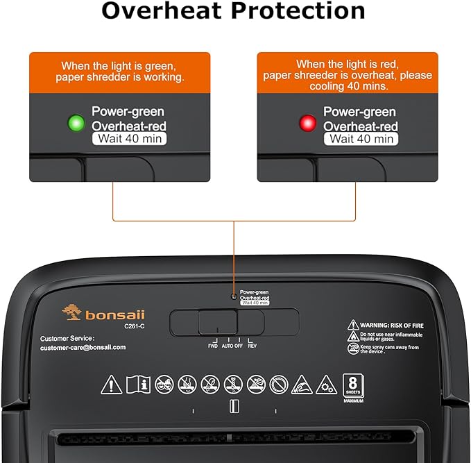 Bonsaii Paper Shredder, 8-Sheet Crosscut Shredder with 4.2 Gallon Bin Shred Credit Card/Mail/Staple/Clip, P-4 Security Level Document Shredder with Handle for Home Office (C261-C)
