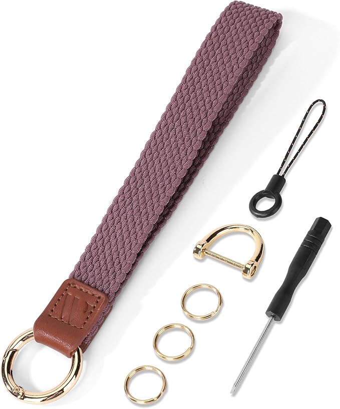Wristlet Keychain for Women Stretchy Wrist Keychain Lanyard for Phone Case Wallet Id Card Badges (Fish - Smoke Violet)