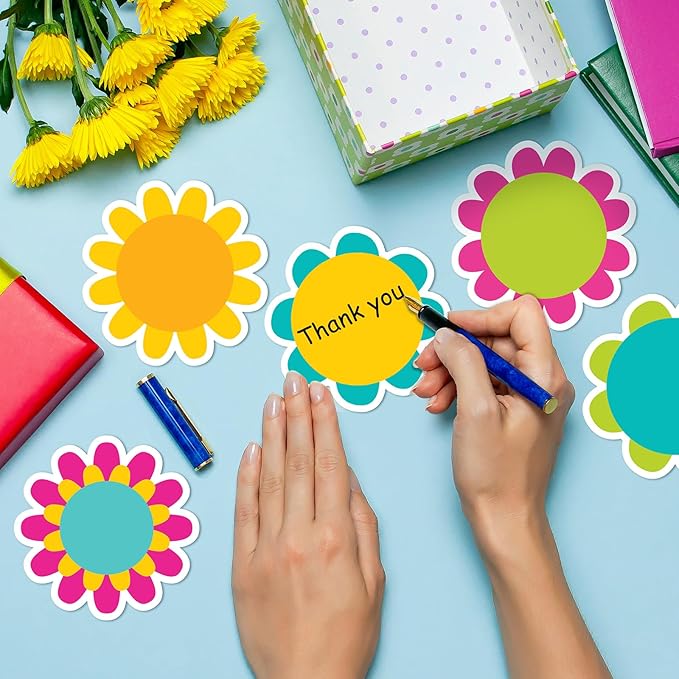 48 Pieces Spring Flowers Sticky Notes Cute Florals Notes Pads Self-Adhesive Colorful Flowers Sticky Memo Notes for School Office Home Supplies Students Teachers Present