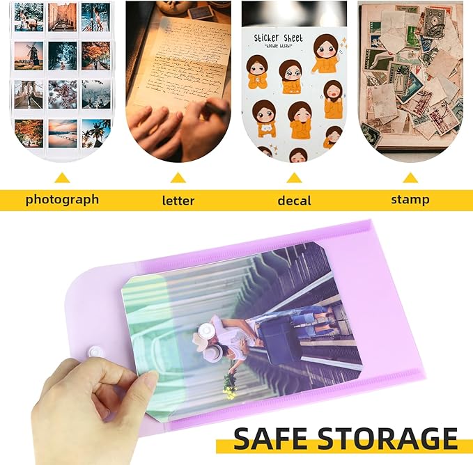 Vmiapxo 40 Pack Multi-Color Stamp and Die Storage Pockets, Reusable Rainbow Small Plastic Envelopes Waterproof Sticker Organizer Receipt Holder Photo Storage Folders (5" x 7")