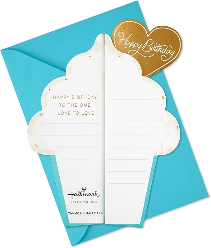 Hallmark Paper Wonder Romantic Pop Up Birthday Card for Husband, Wife, Boyfriend, Girlfriend (Honeycomb Cupcake)