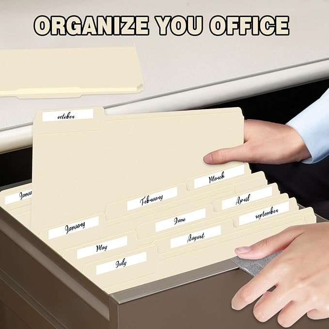 File Folders,IntoJoy 120 Pack Colored File Folder Letter Size, 1/3 Cut Tab Filing Folders for Office School Business File Document Organization,Manila