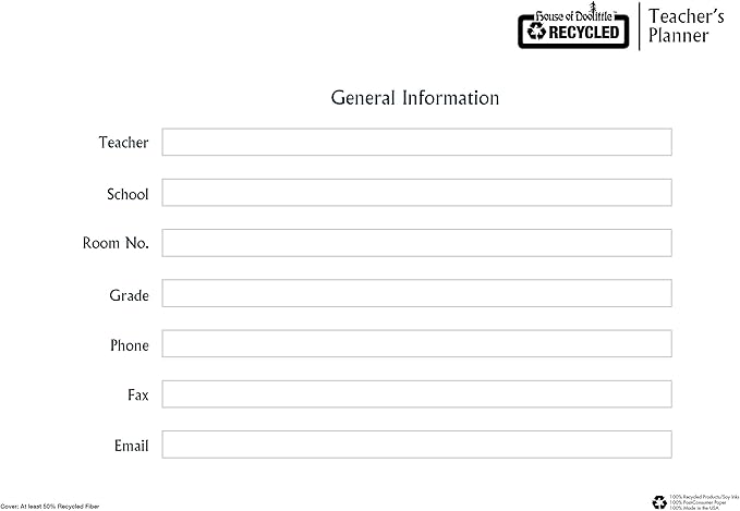 House of Doolittle Teachers Planner, 13" X 9.25", Blue (HOD509107)
