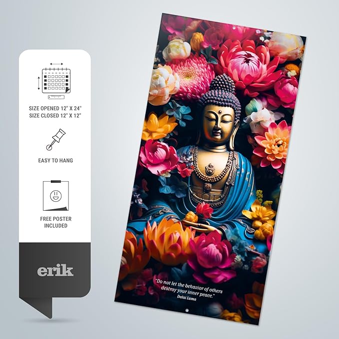 Zen Nature Wall Calendar 2025 12" x 12" FSC® Plastic Free - Starts Week On Sunday | Square Wall Calendar | Family Planner Calendar 2025 | Nature Calendar 2025