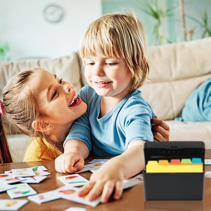 H4D Index Card Holder 3x5 Inches with 25 Plastic Dividers, Black