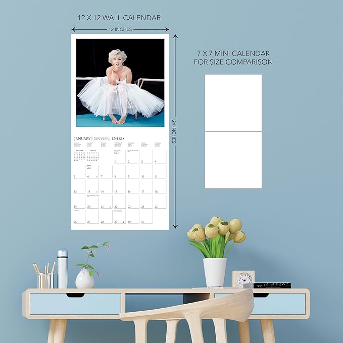 Graphique 2025 Marilyn Monroe Wall Calendar | 12” x 12” | Thick Paper | Home & Office Organizer | Large Monthly Grid | 3 Languages & Marked Holidays | 4 Month Preview Page for 2026