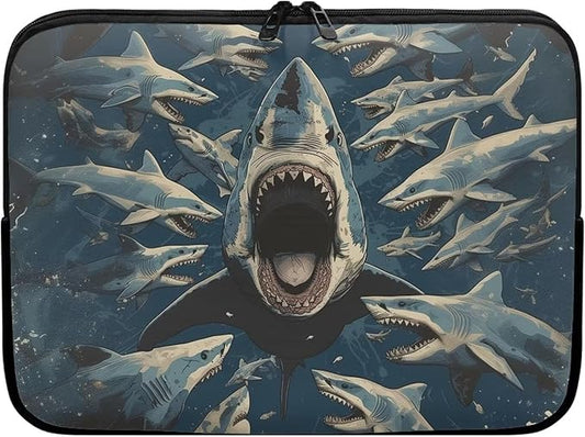 Shark Print Laptop Briefcases for Men Women, Lightweight Laptop Sleeve Case Water Resistant Neoprene Computer Carrying Cover 10 Inch Laptop Carrying Bag