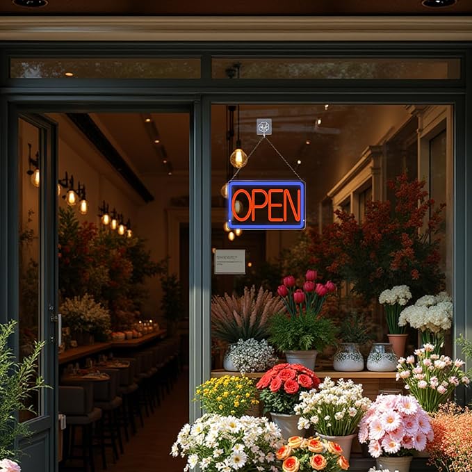 Bright and Eye-Catching LED Open Sign for Business - "16x 10" (red/blue) Transparent Acrylic Neon Sign | Ideal for Storefronts, Windows, Bars | Commercial LED Open Signs, Light-Up Open Signs