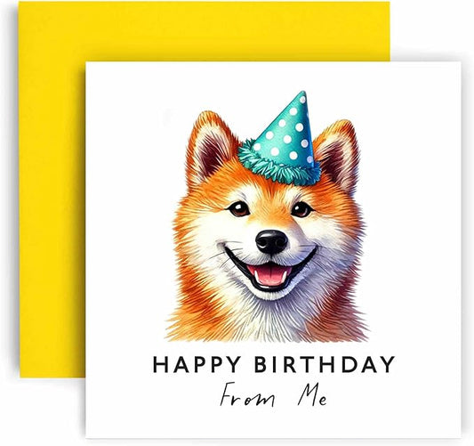Huxters Birthday Card from the Dog – Shiba Inu - Happy Birthday to Dog Mum and Dog Dad – Birthday Card from the Dog to Friends Family First Birthday (Shiba Inu)
