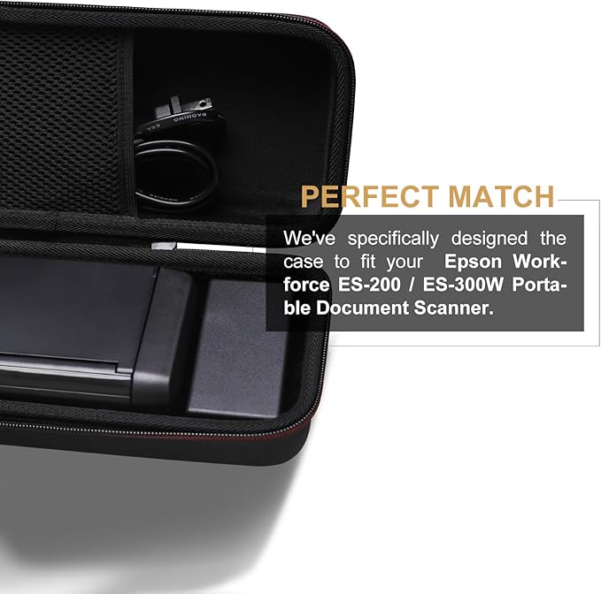 LTGEM Hard Case for Epson Workforce ES-200 / ES-300W / ES-300WR Portable Document Scanner - Travel Protective Carrying Storage Bag