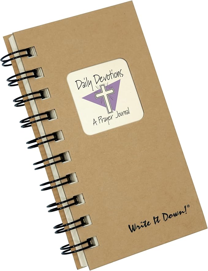 Write it Down series by Journals Unlimited, Guided Journal, Daily Devotions, A Prayer Journal, Mini-Size 3”x5.5”, Kraft Hard Cover, Made in USA