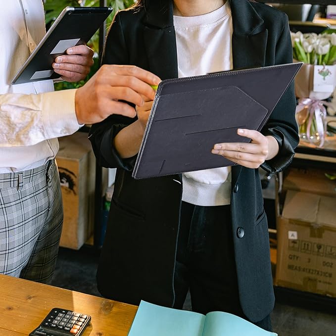 Padfolio Folder with Clipboard,Portfolios Organizer Clipboards with Storage Clipboard Writing Pad PU Leather Conference Document Organizer with Business Card Holder,Moonflower