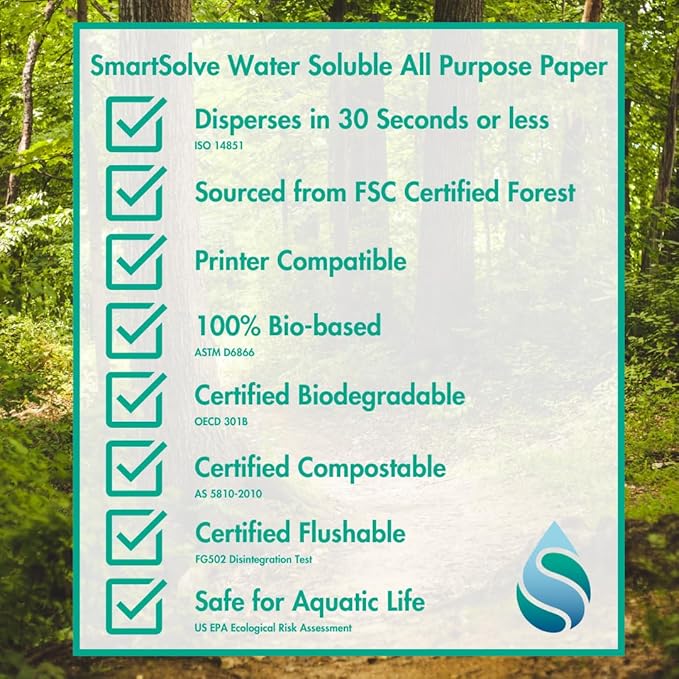 3 pt. Water-Soluble Paper | Dissolves Quickly in Water | Biodegradable | Eco-Friendly | Printer Compatible | Crafts, Drawing, Notes | Letter Size, 8.5” x 11” | Pack of 1,000 White Sheets