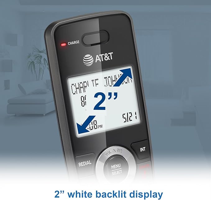 AT&T GL2101-3 DECT 6.0 3-Handset Cordless Home Phone with Call Block, Caller ID, Full-Duplex Handset Speakerphone, 2" White Backlit Display, Lighted Keypad (Graphite & Black)