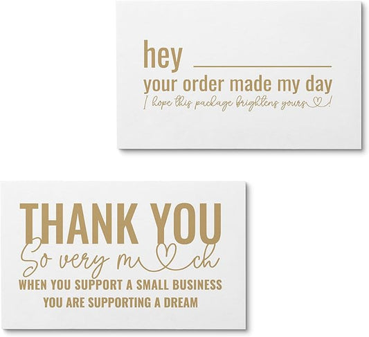 ITZAMNA Thank you for supporting small business cards Customer appreciation note cards Pink Script with Heart Pack of 100 WHITE