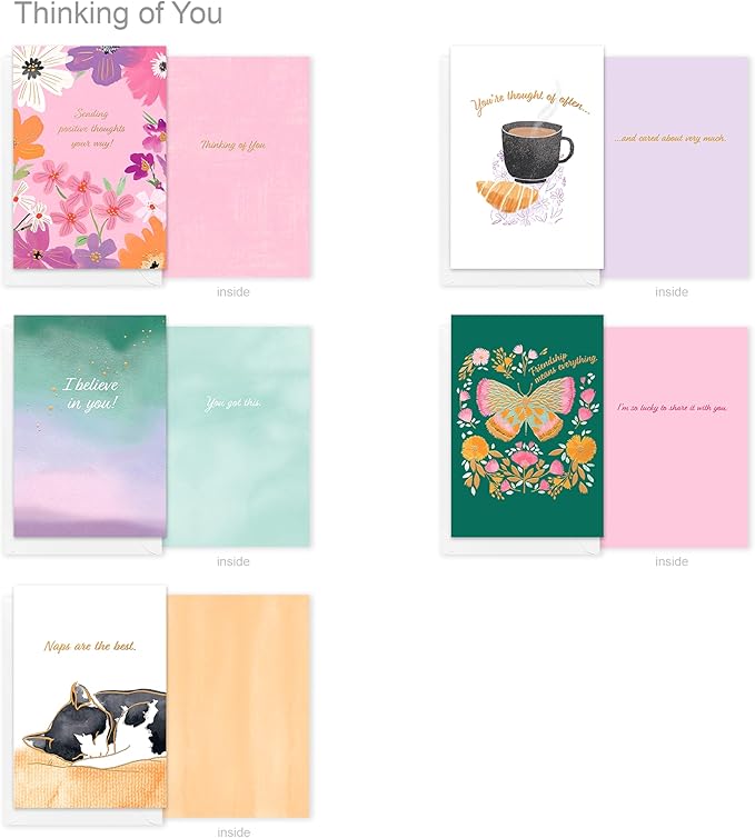 American Greetings 15-Count Thinking of You Card Bundle with Envelopes- Get Well, Support, Friendship, and Sympathy