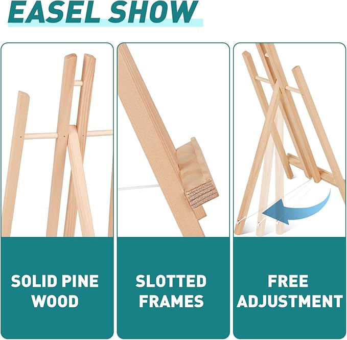 ESRICH 12Pack16in Tabletop Easel,Tabletop Easel for Painting Party, Wooden Tabletop Display Easels,Painting Easel for Displaying Canvases, Photos, Display Tripod Holder Stand for Students Kids
